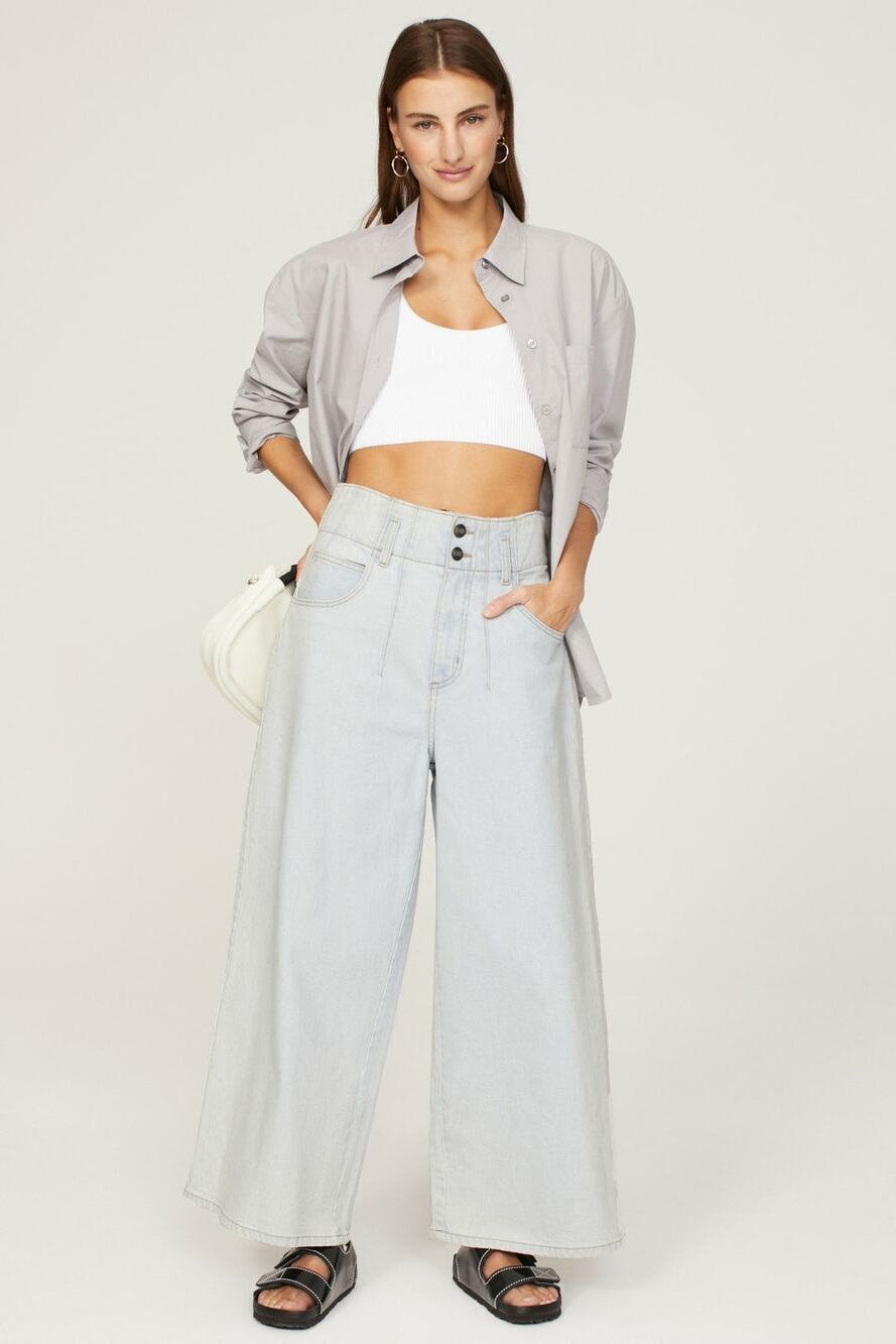 Lee Light Wash Wide Leg High Rise Pleated Casual Denim Blue Jeans Size 27
